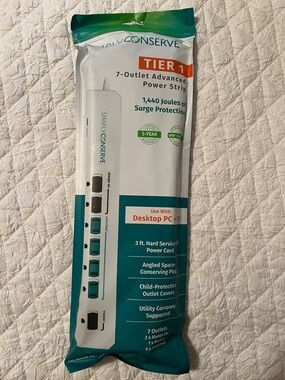White 7-Outlet Surge Protector Power Strip